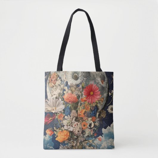 Farbige Blume unter Vollmond Tasche (Vorderseite)