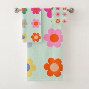 Farbige Blume Vintag Badhandtuch Set