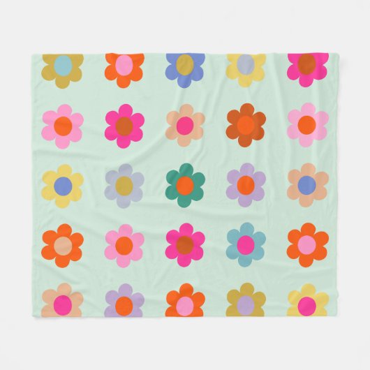 Farbige Blume Vintag Fleecedecke (Vorderseite (Horizontal))