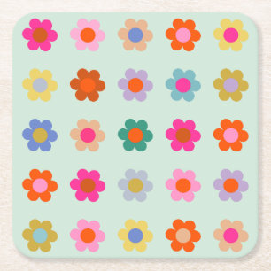 Farbige Blume Vintag Rechteckiger Pappuntersetzer