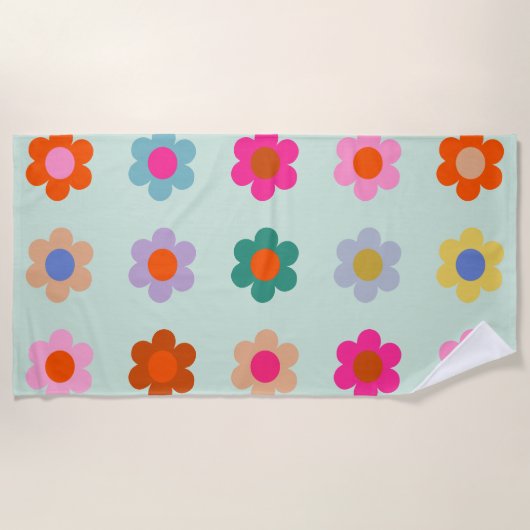 Farbige Blume Vintag Strandtuch (Vorderseite)