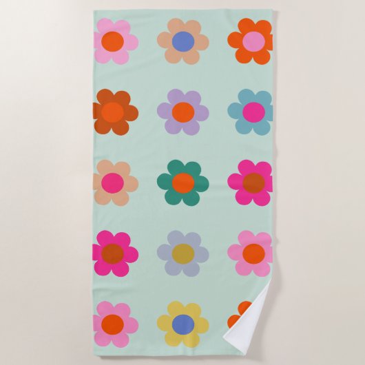 Farbige Blume Vintag Strandtuch (Vorderseite)