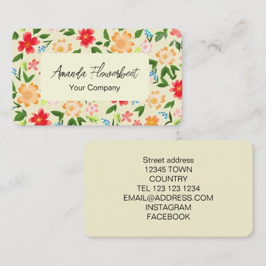 Farbige Blume Visitenkarte (Vorne/Hinten)