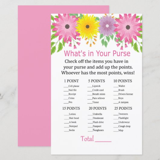 Farbige Blume Was ist in deinem Geldspiel? (Vorne/Hinten)