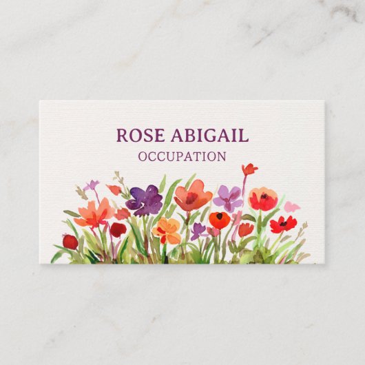 Farbige Blume Wasserfarbe Garten Visitenkarte (Vorderseite)