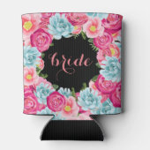 Farbige Blume Wasserfarben Schwarzer Hintergrund Dosenkühler (Rückseite)