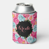 Farbige Blume Wasserfarben Schwarzer Hintergrund Dosenkühler (Kanne Rückseite)