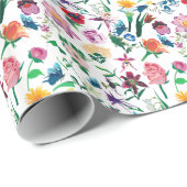 Farbige Blume Weißer Hintergrund Geschenkpapier (Rolleneckpunkt)