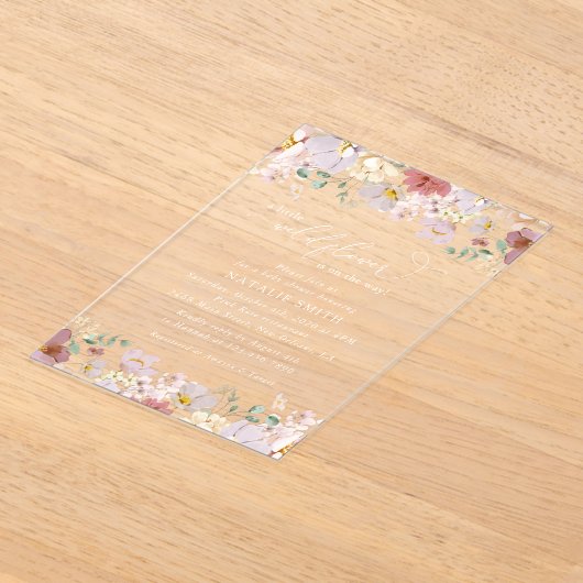 Farbige Blume, Wildblumen, Boho, Babydusche Acryleinladungen (Ablage )