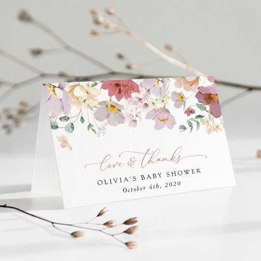 Farbige Blume, Wildblumen, Boho, Babydusche Dankeskarte