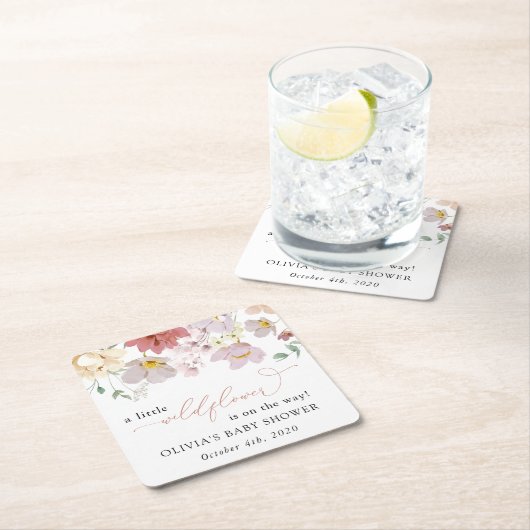 Farbige Blume, Wildblumen, Boho, Babydusche Rechteckiger Pappuntersetzer (Vor Ort)