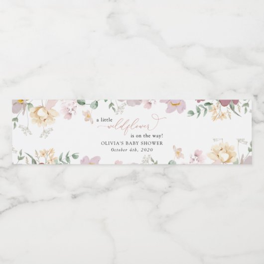 Farbige Blume, Wildblumen, Boho, Babydusche Wasserflaschenetikett (Einzelnes Label)