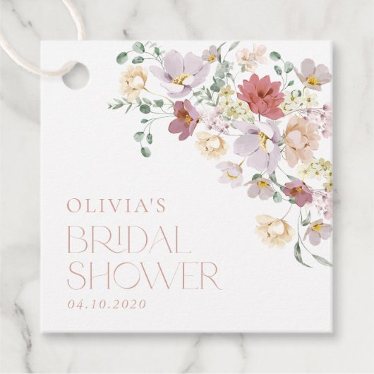 Farbige Blume, Wildblumen, Boho, Brautparty Geschenkanhänger (Vorderseite)