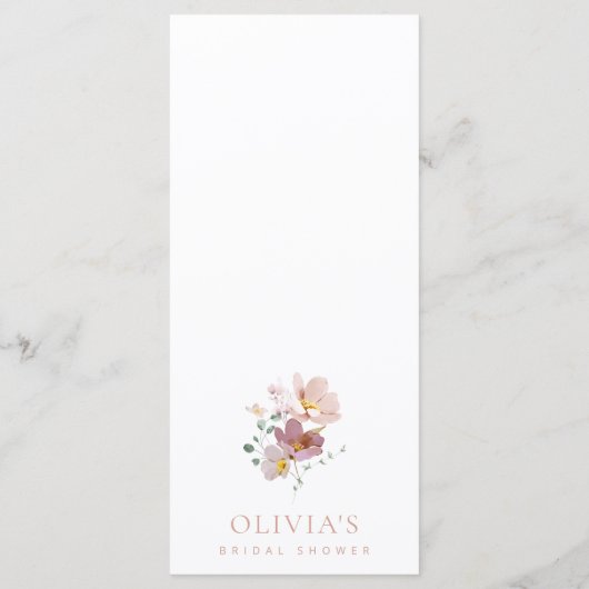 Farbige Blume, Wildblumen, Boho, Brautparty Menükarte (Rückseite)