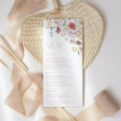 Farbige Blume, Wildblumen, Boho, Brautparty Menükarte