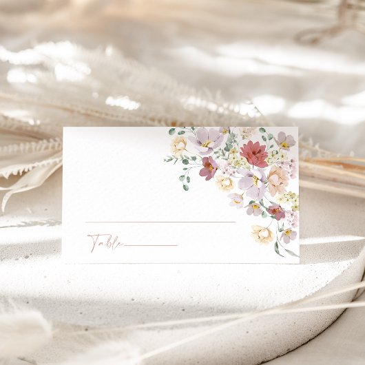 Farbige Blume, Wildblumen, Boho, Brautparty Platzkarte
