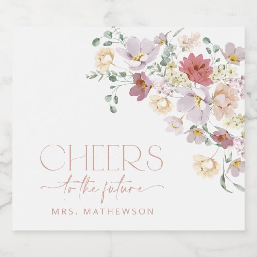 Farbige Blume, Wildblumen, Boho, Brautparty Schaumweinetikett (Einzelnes Label)