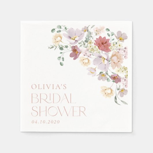 Farbige Blume, Wildblumen, Boho, Brautparty Serviette (Vorderseite)