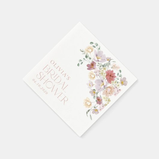 Farbige Blume, Wildblumen, Boho, Brautparty Serviette (Ecke)