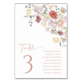 Farbige Blume, Wildblumen, Boho, Brautparty Tischnummer (Vorderseite)