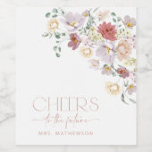 Farbige Blume, Wildblumen, Boho, Brautparty Weinetikett (Einzelnes Label)