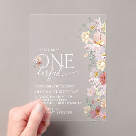 Farbige Blume, Wildblumen, erster Geburtstag Acryleinladungen