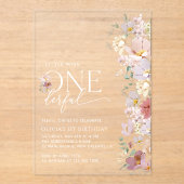 Farbige Blume, Wildblumen, erster Geburtstag Acryleinladungen (Vorderseite)