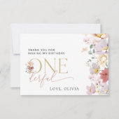 Farbige Blume, Wildblumen, erster Geburtstag Dankeskarte (Vorderseite)