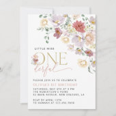 Farbige Blume, Wildblumen, erster Geburtstag Einladung (Vorderseite)