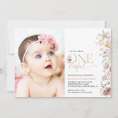 Farbige Blume, Wildblumen, erster Geburtstag Einladung (Vorderseite)