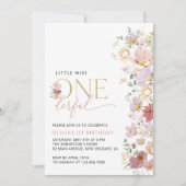 Farbige Blume, Wildblumen, erster Geburtstag Einladung (Vorderseite)