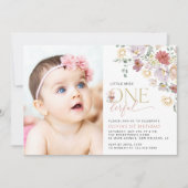 Farbige Blume, Wildblumen, erster Geburtstag Einladung (Vorderseite)