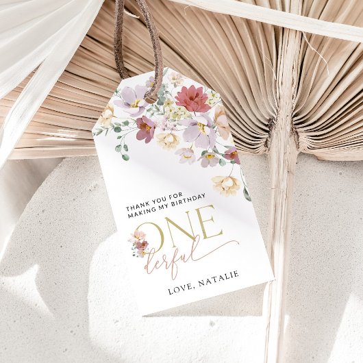 Farbige Blume, Wildblumen, erster Geburtstag Geschenkanhänger