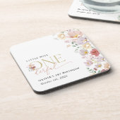 Farbige Blume, Wildblumen, erster Geburtstag Getränkeuntersetzer (Linke Seite)