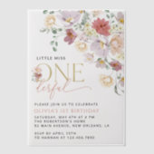 Farbige Blume, Wildblumen, erster Geburtstag Pergament Einladungen (Vorderseite)