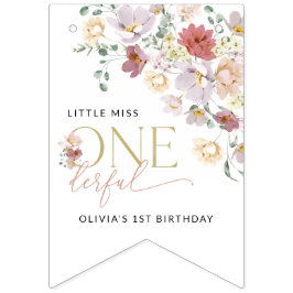 Farbige Blume, Wildblumen, erster Geburtstag Wimpelkette