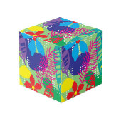 Farbige Blume Würfel (Vorderseite Schrägansicht)