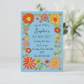 Farbige Blume zum Geburtstag Einladung (Stehend Vorderseite)