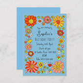 Farbige Blume zum Geburtstag Einladung (Vorne/Hinten)