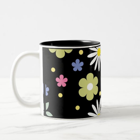 Farbige Blume Zweifarbige Tasse (Links)