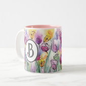 Farbige Blume Zweifarbige Tasse (Vorderseite Links)
