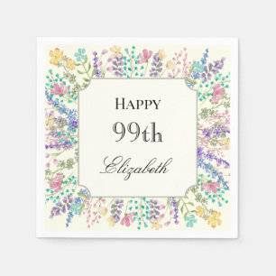 Farbige Blumen 99. Geburtstagsserviette Serviette