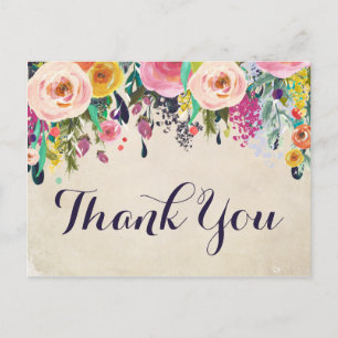 Farbige Blumen-Baby-Shower-Dankeskarten Postkarte