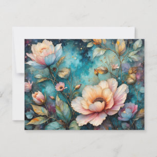 Farbige Blumen Blätter und Himmel Postkarte