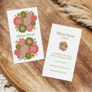Farbige Blumen Boho Rosa Florale Illustration Visitenkarte