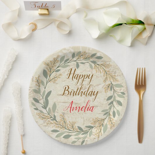Farbige Blumen-Design-Geburtstagsplatte Pappteller (Hochzeit)