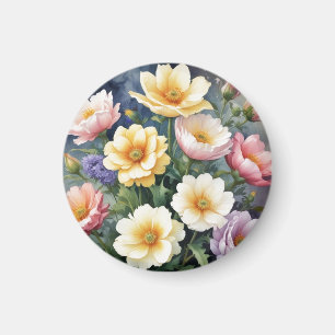 Farbige Blumen Elegante Aquarellmalerei Magnet