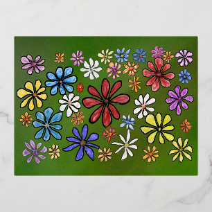 Farbige Blumen Folien Feiertagspostkarte