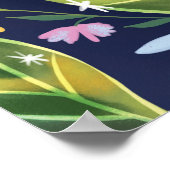 Farbige Blumen Garten Botanische Illustration Poster (Ecke)