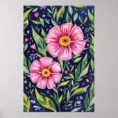 Farbige Blumen Garten Botanische Illustration Poster (Vorne)